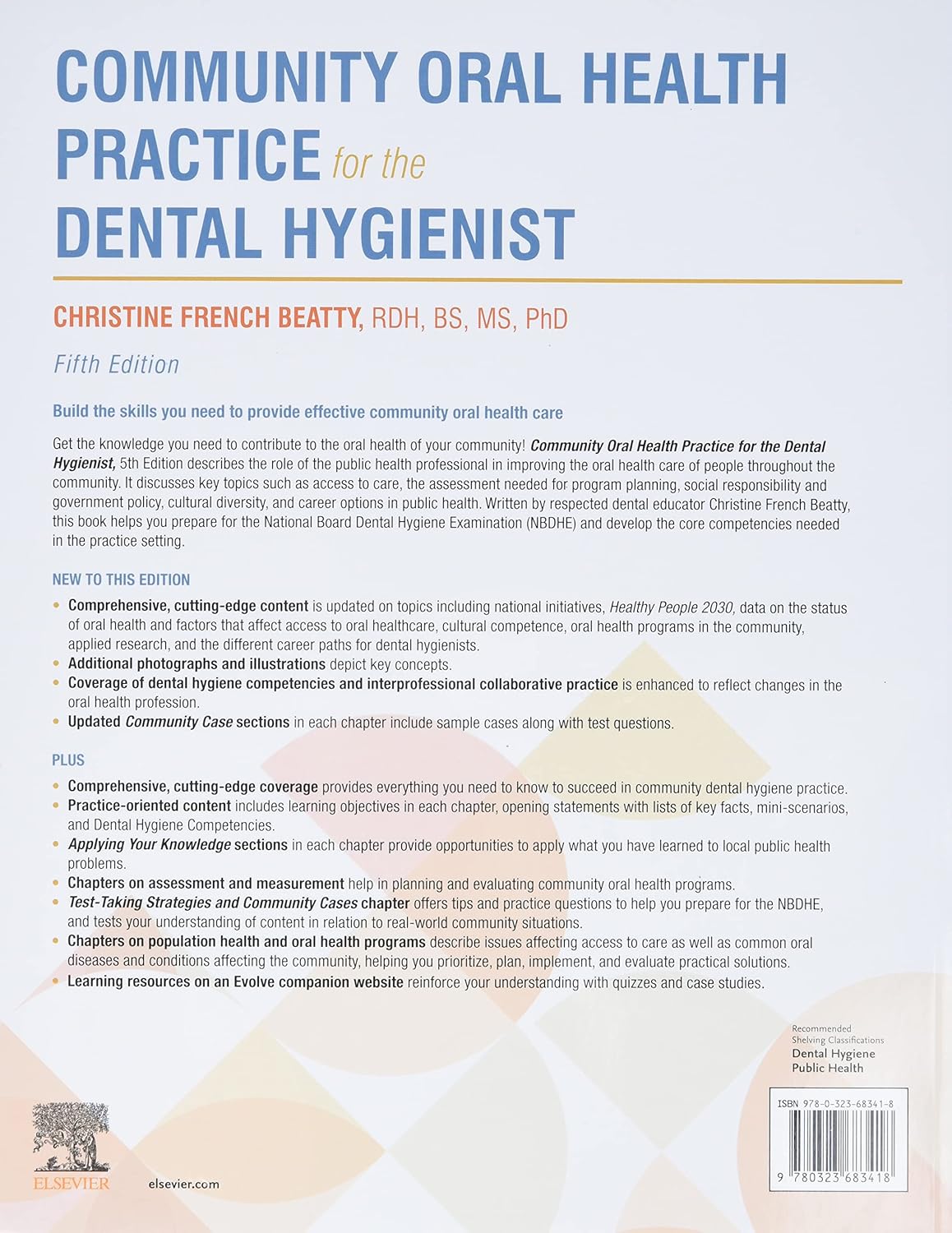 Back cover of a book titled 'Community Oral Health Practice for the Dental Hygienist' by Christine French Beatty.