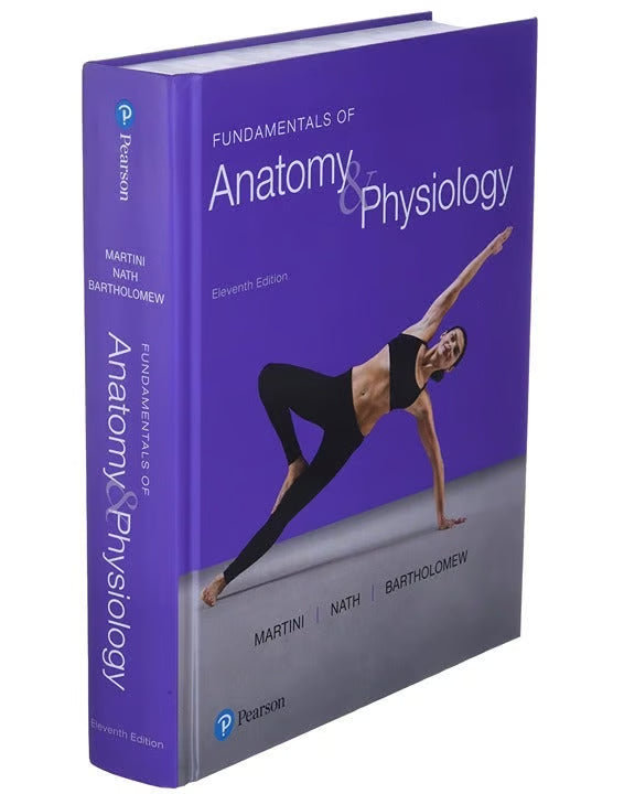 Book titled 'Fundamentals of Anatomy & Physiology' with a purple cover featuring a person in a yoga pose.