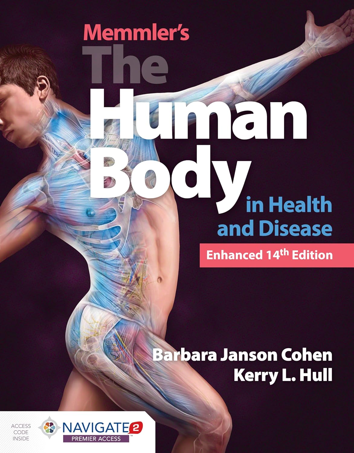 Front cover with a male body showing an illustration of the skeletal, muscular, and central nervous systems.
