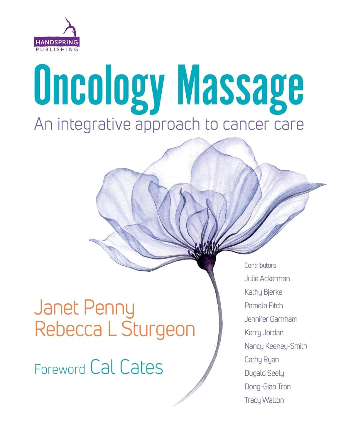 Book cover of 'Oncology Massage' with a flower illustration on a white background