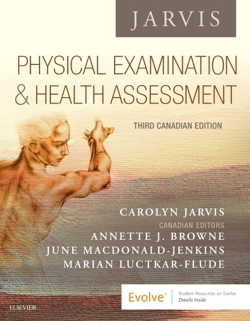Book cover of 'Physical Examination & Health Assessment' by Carolyn Jarvis, featuring an illustration of a person with a bandage on their arm.