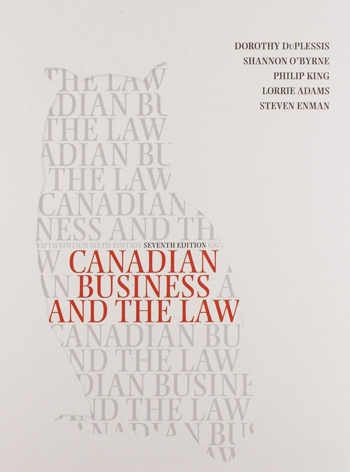 The cover of the book 'Canadian Business and the Law, 7th Edition' with a map of Canada and the title text in red and white.