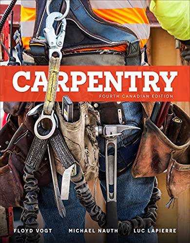 Book cover of 'Carpentry' with tools and a person wearing a tool belt.