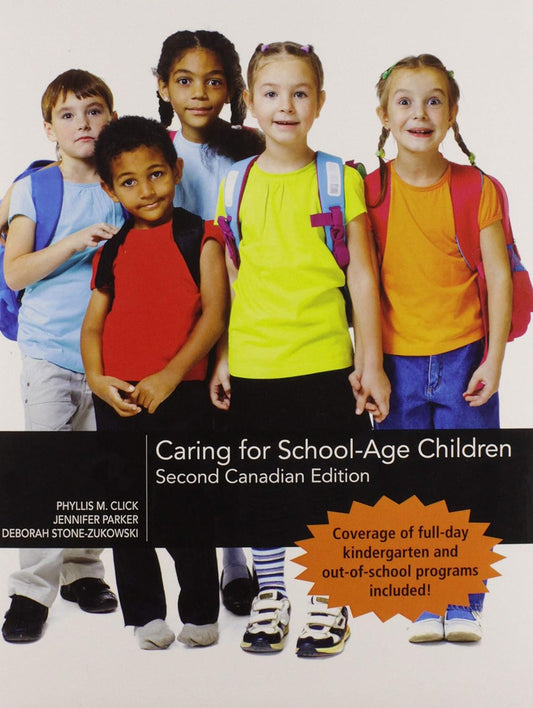 Book cover with children and promotional text about school-age care