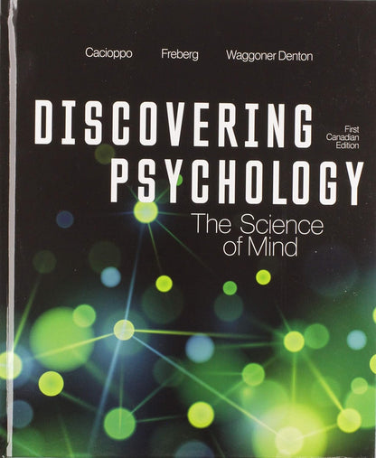 Book cover of 'Discovering Psychology: The Science of Mind' with a black background and green abstract design.