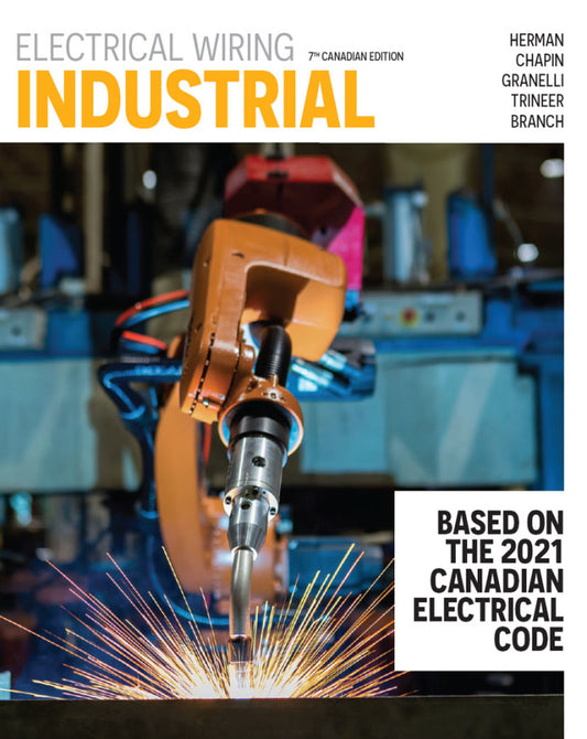 Book cover of 'Electrical Wiring Industrial' with a robotic arm welding, set against a blurred industrial background.