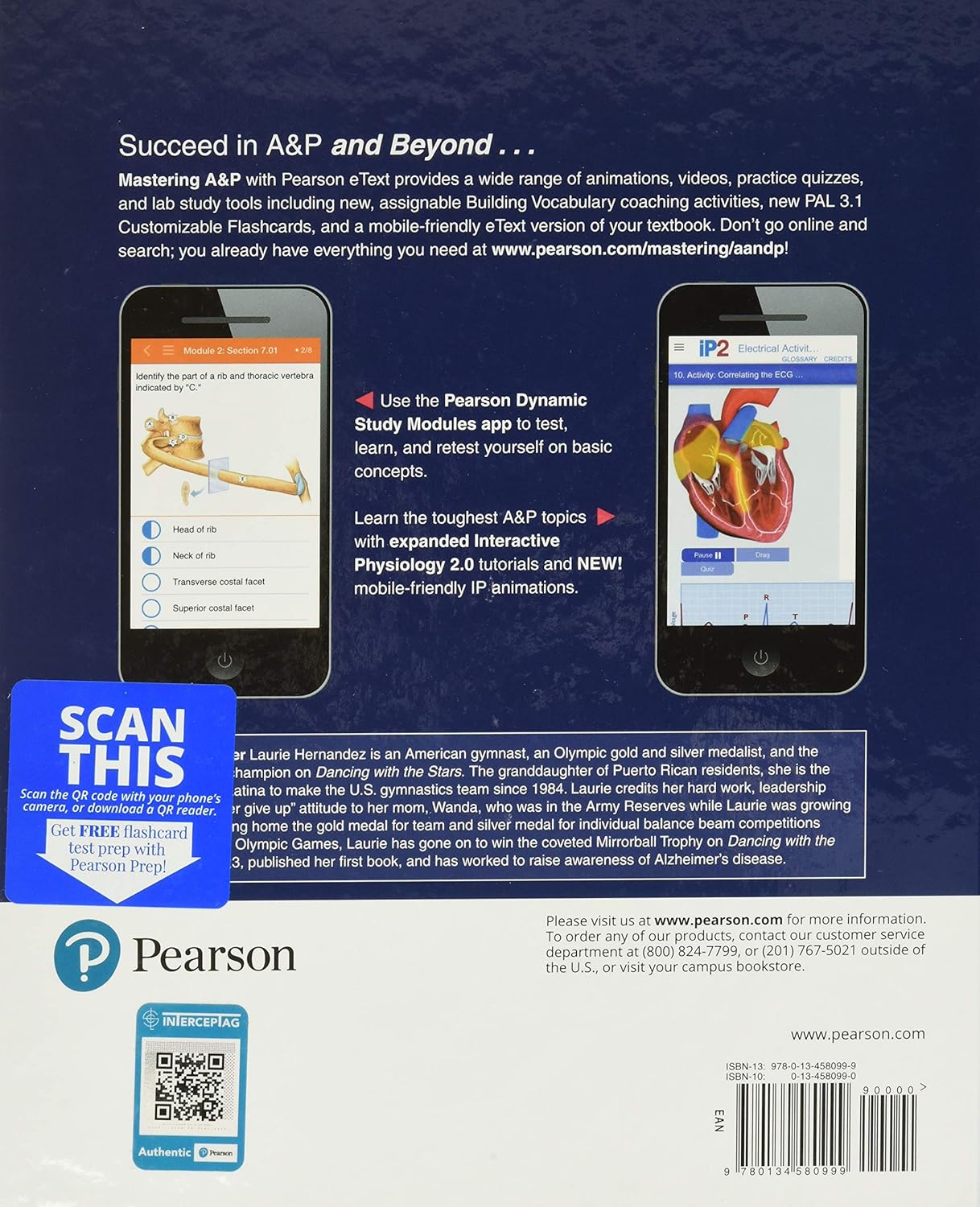 Back Cover of 'Human Anatomy & Physiology, 11th Edition' showing a ISBN, authentic QR code, and e-text option on mobile phone