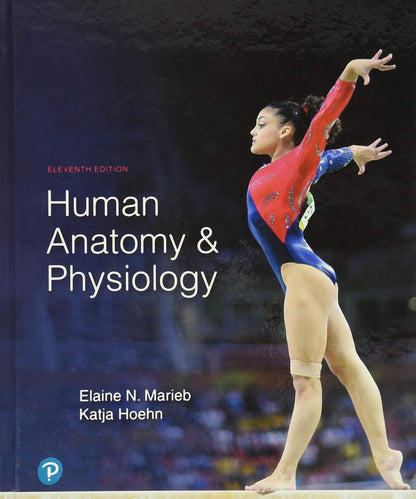 Cover of 'Human Anatomy & Physiology, 11th Edition' showing a photograph of a gymnast in mid-performance, with the title and authors' names displayed.