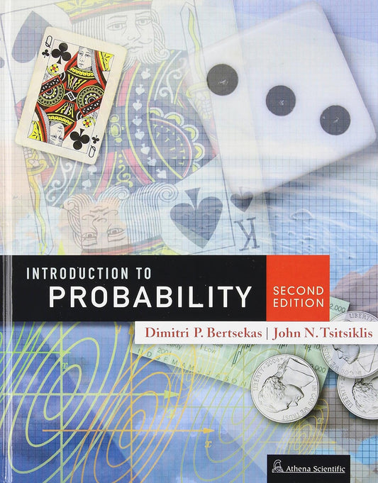 Book cover of 'Introduction to Probability' with mathematical symbols, cards, and dice.