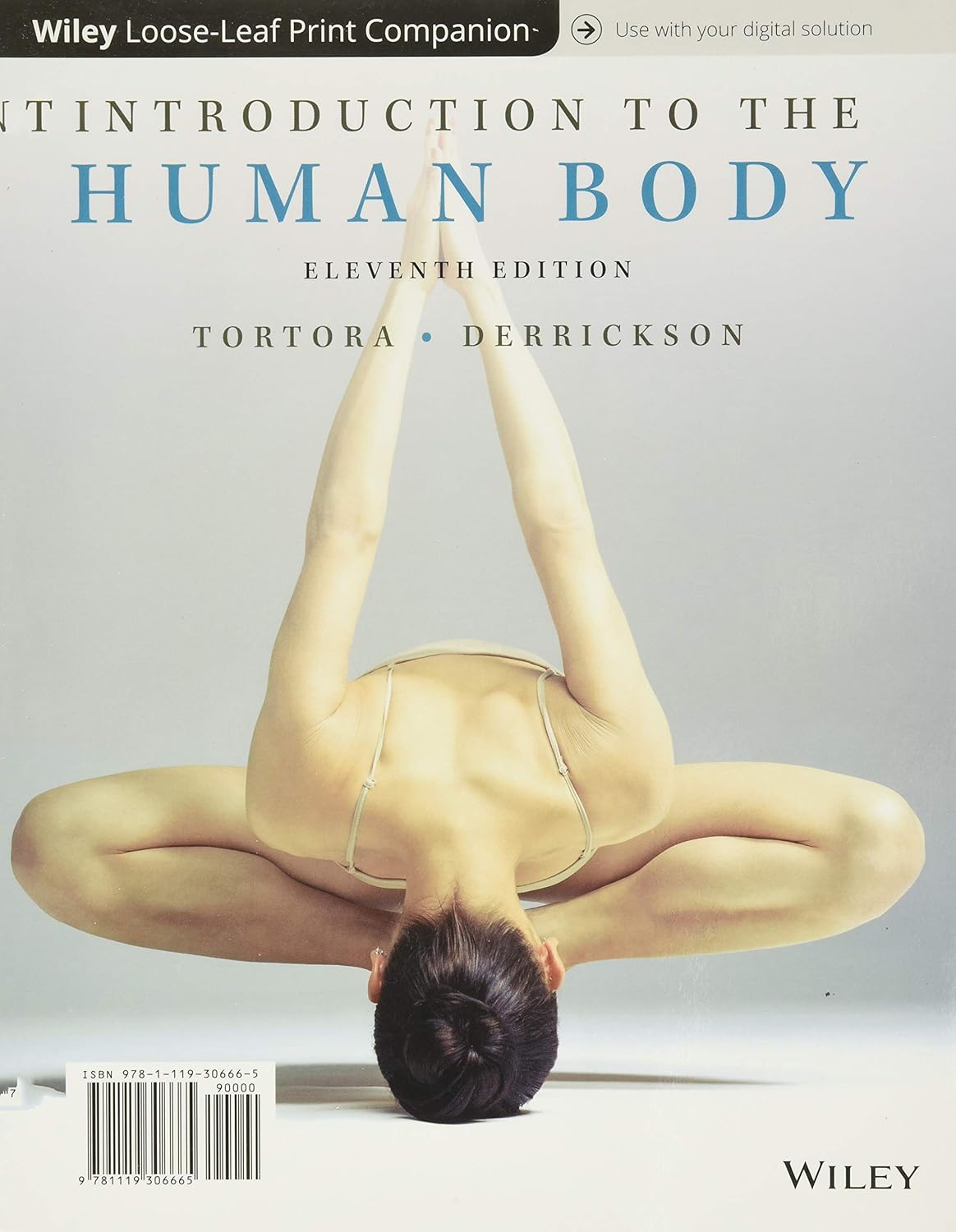 Book cover of 'An Introduction to the Human Body' by Tortora and Derrickson with a person in a yoga pose.