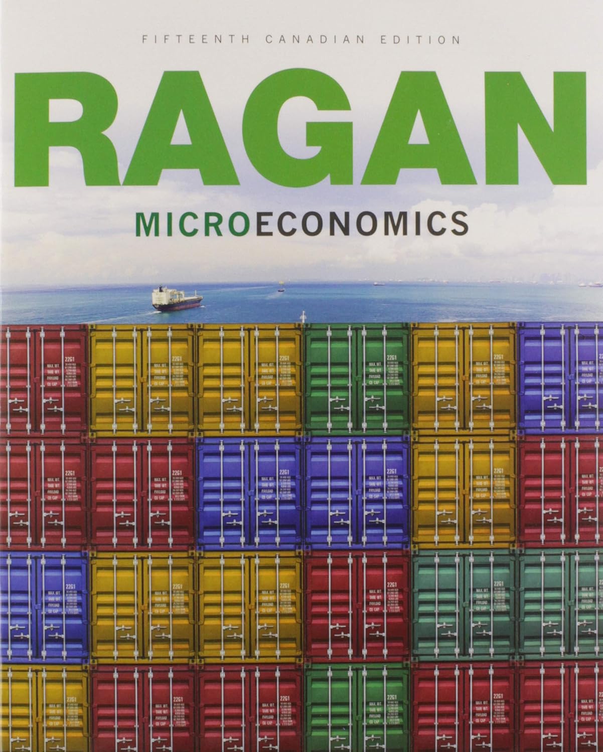 Book cover of 'Ragan Microeconomics' with shipping containers and a ship in the background.