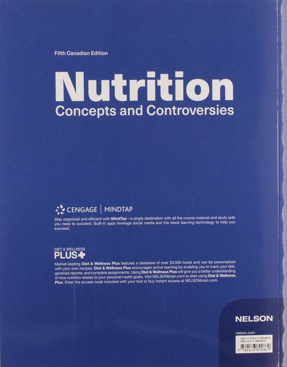 Book cover of 'Nutrition: Concepts and Controversies' by Cengage Learning on a blue background