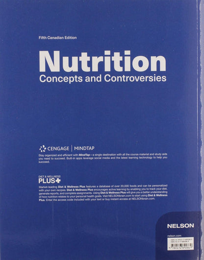 Book cover of 'Nutrition: Concepts and Controversies' by Cengage Learning on a blue background