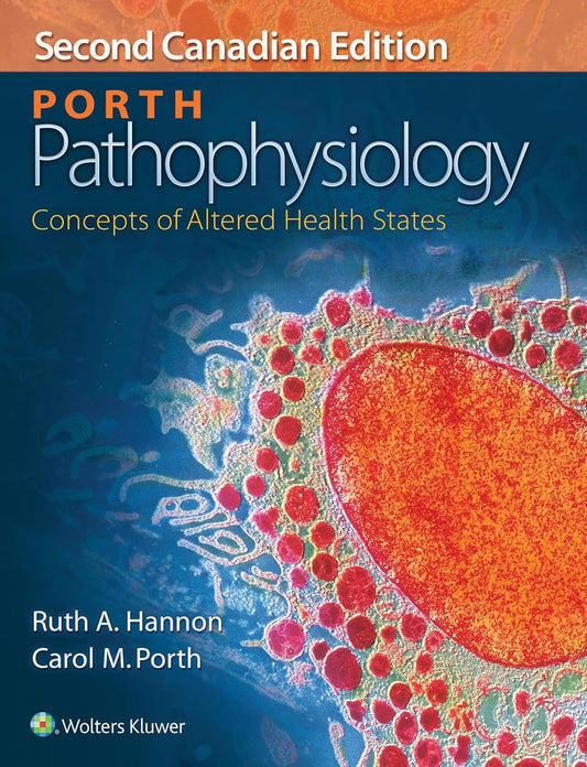 Cover of Porth Pathophysiology: Concepts of Altered Health States, 2nd Edition, showing a micrograph of a cellular structure with a red and blue color scheme.