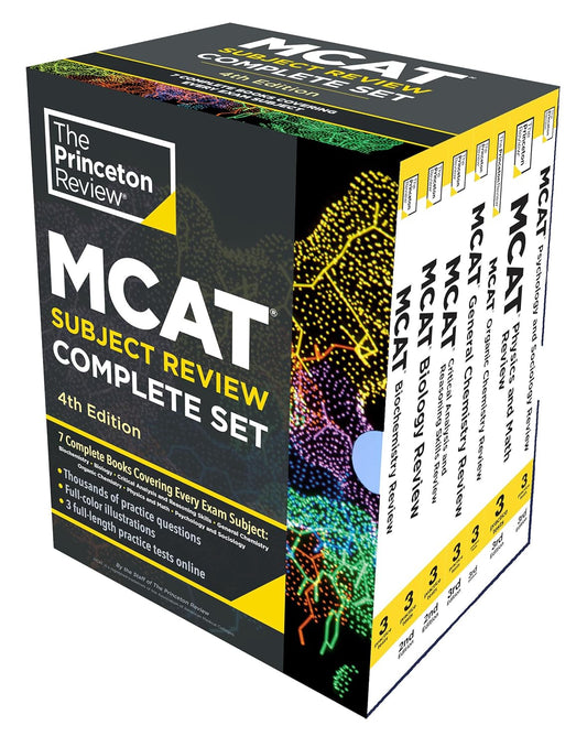 Box set of Princeton Review MCAT Subject Review books on a white background