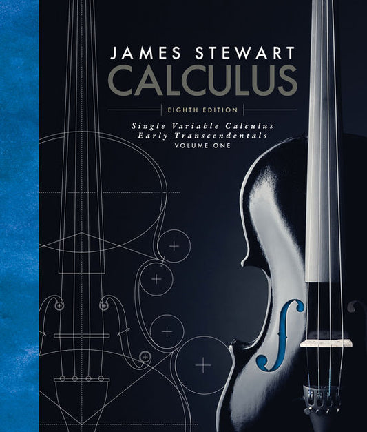 Book cover of 'Calculus' by James Stewart with a violin design on a blue and black background