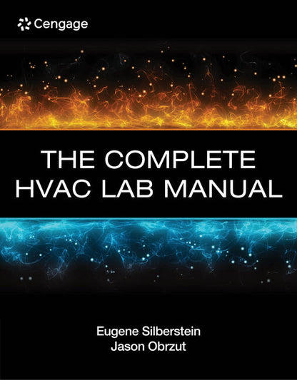 Book cover of 'The Complete HVAC Lab Manual' by Cengage with a black background and colorful design.